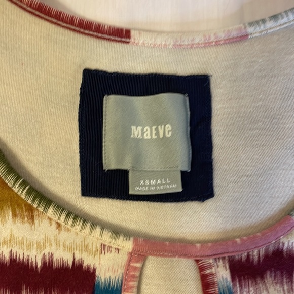 Anthropologie Maeve Sennebec Keyhole Dress Multicolor Rainbow Jersey Knit - Picture 5 of 11